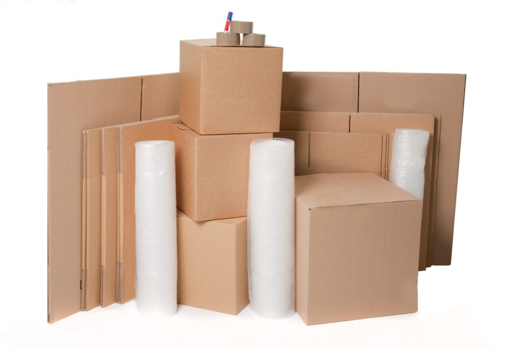 Image of packing materials, cardboard, bubblewrap etc used by Loads4Less